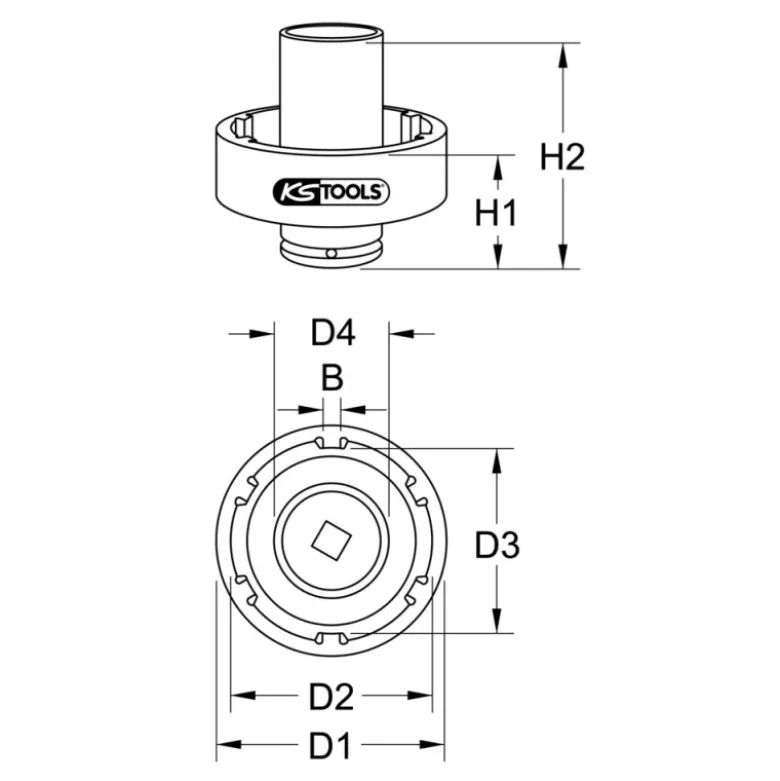Douille 3/4'' à 6 ergots Ø 46 mm avec tube de centrage pour Mercedes KS TOOLS 460.1070