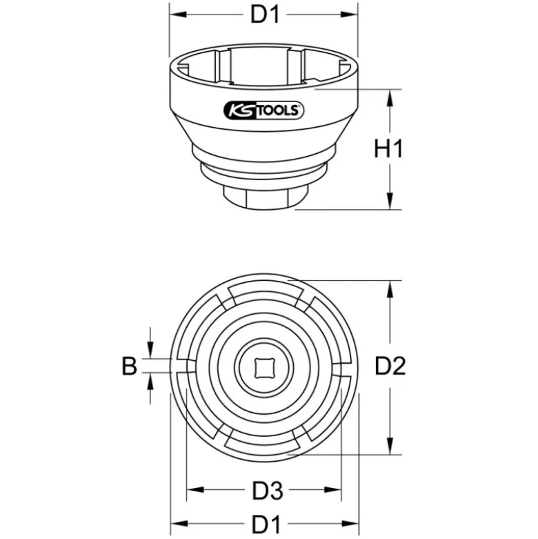 Douille à 6 ergots Ø 107 mm pour écrou d'essieu Mercedes KS TOOLS 460.4205