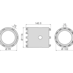 Douille moyeux man/mercedes reversible 12 & 6 ergots ø102mm CLAS OM 0321