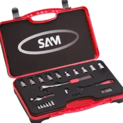 Douilles Et Cliquets 1/4'' 1/2'' - Coffret De 30 SAM Outillage - 75-SR31B
