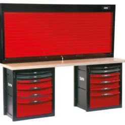 Etabli D'Atelier 12 Tiroirs Avec Armoire A Rideau SAM Outillage - 2012-PMA