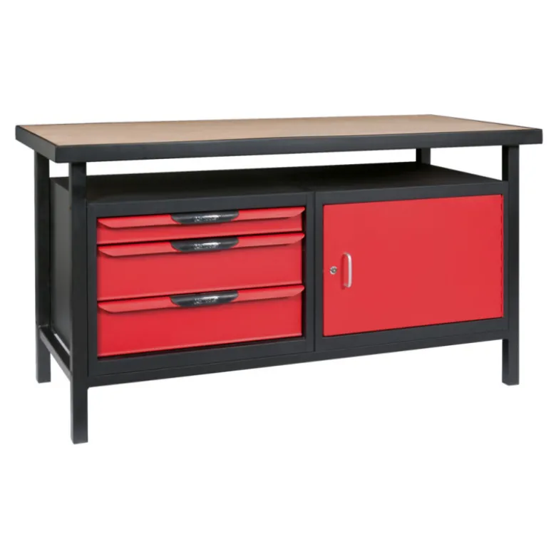 Etabli professionnel d'atelier 1 porte et 3 tiroirs KS TOOLS 865.0140