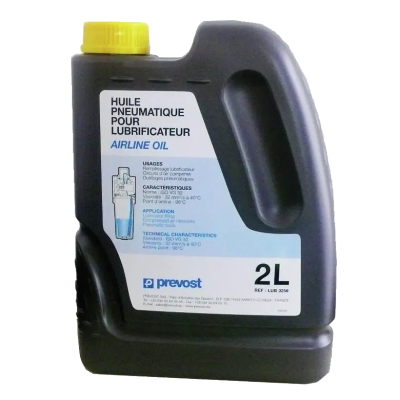 Huile pneumatique biodégradable pour lubrificateurs, outillages pneumatiques 2L Prevost LUB 3256BD