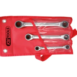 Jeu de clé polygonales à cliquet réversible 4 en 1 gear plus - en trousse 3 pièces KS TOOLS 503.4540