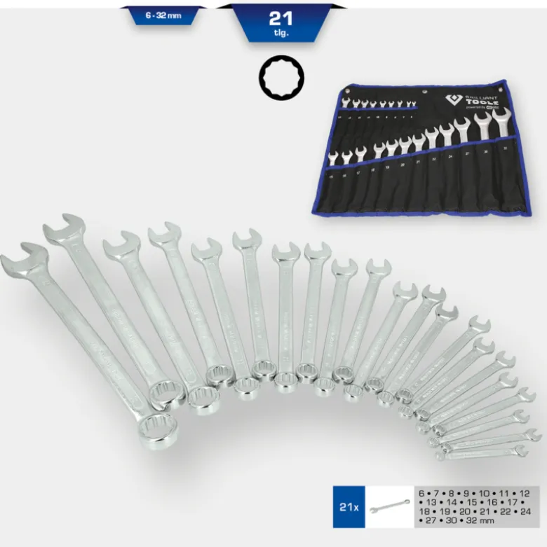 Jeu de clés mixtes, 21 pièces BRILLANT TOOLS - BT011021