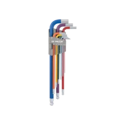 Jeu De 9 Clés Mâles Extra Longues "Ball Point" À Code Couleur King Tony - 20109MW
