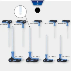 Jeu de clés mâles 6 pans tête sphérique à poignée en T 9pcs BRILLIANT TOOLS - BT041100