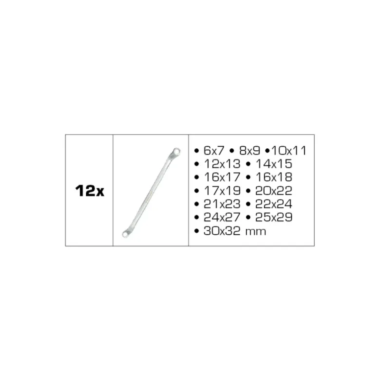 Jeu de clés polygonales contre-coudées 12pcs BRILLIANT TOOLS - BT012012
