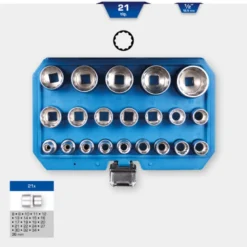 Jeu de douilles 1/2'' 12 pans 8 - 36mm 21pcs BRILLIANT TOOLS - BT022405