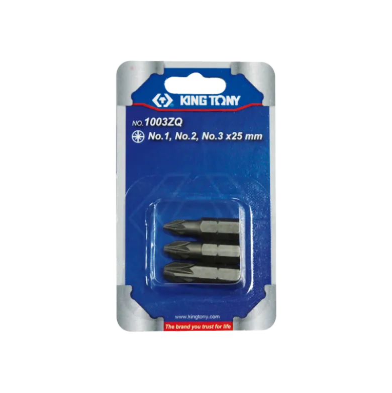 Jeu D'Embouts De Vissage 1/4" Pozidriv® (N°1,2,3) - 3 Pièces King Tony - 1003ZQ