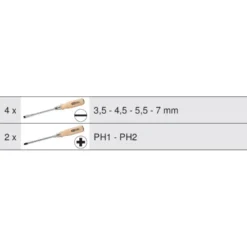Jeu de 6 tournevis Ergotorque Bois - KS TOOLS 300.1100