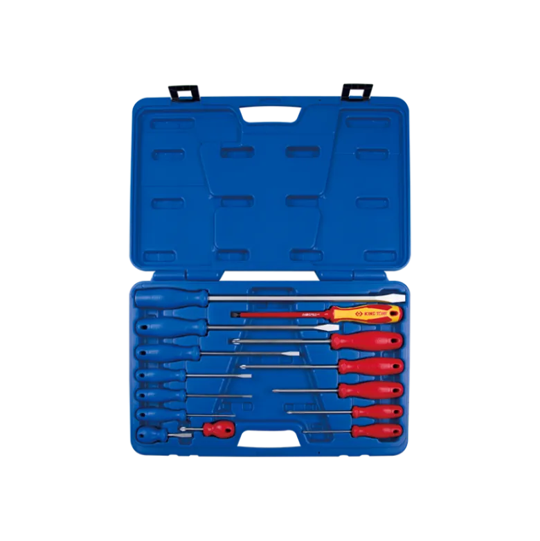 Jeu De 14 Tournevis Manches Pvc Din 5261 Phillips-5263 À Fente King Tony - 35114MR
