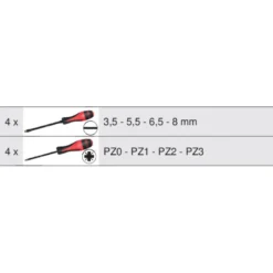 Jeu de 8 tournevis ULTIMATEgrip Fente PZ KS Tools 922.6440