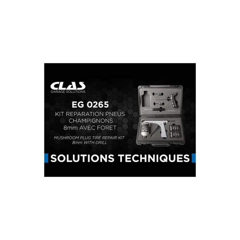 Kit reparation pneus champignons 8mm avec foret CLAS EG 0265