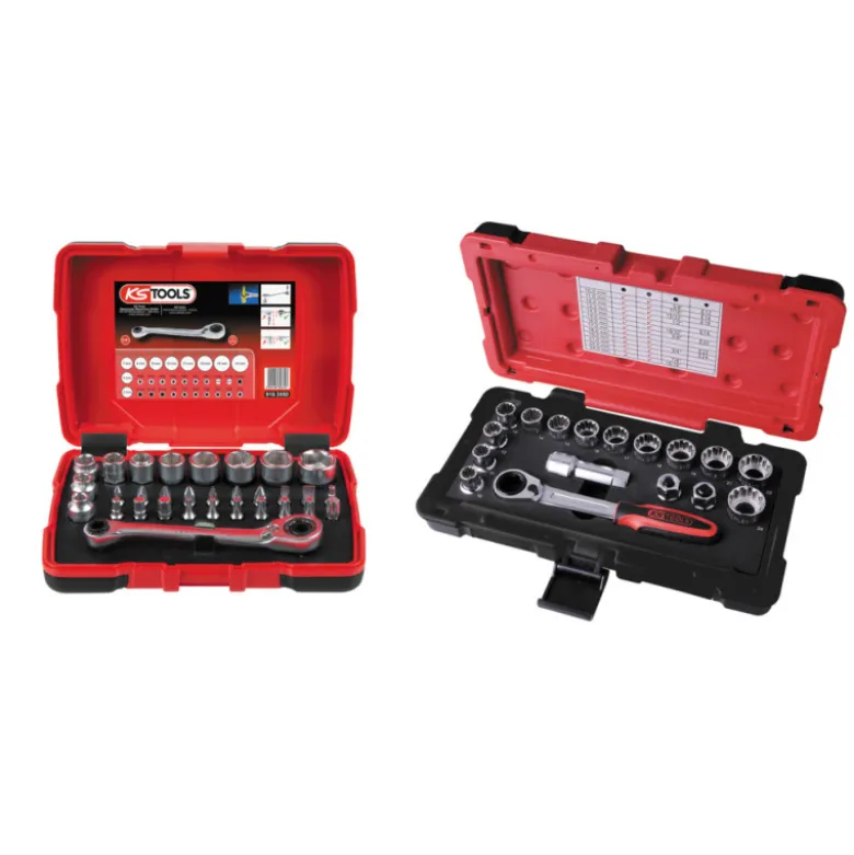Lot de coffrets de douilles traversantes 1/4'' - 3/8'' - 1/2'' KS TOOLS 922.0648