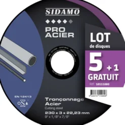 Lot de 5 disques + 1 gratuit 230 mm Tronçonnage Acier - SIDAMO