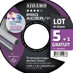 LOT DE 5 DISQUES + 1 GRATUIT PRO ACIER INOX 125MM - SIDAMO