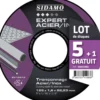 LOT DE 5 DISQUES + 1 OFFERT EXPERT ACIER INOX 125MM MOYEU PLAT - SIDAMO