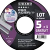 Lot de 5 disques + 1offert PRO ACIER INOX 125 Ales.22.23mm Moyeu plat - SIDAMO 10111081