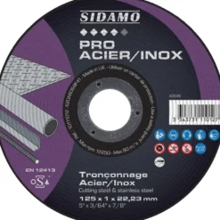 LOT DE 25 DISQUES PRO ACIER INOX 125mm EP. 1 ALES.22.23MM MOYEU PLAT - SIDAMO