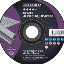 LOT DE 25 DISQUES PRO ACIER INOX 125mm EP. 1,6 ALES.22.23MM MOYEU PLAT - SIDAMO