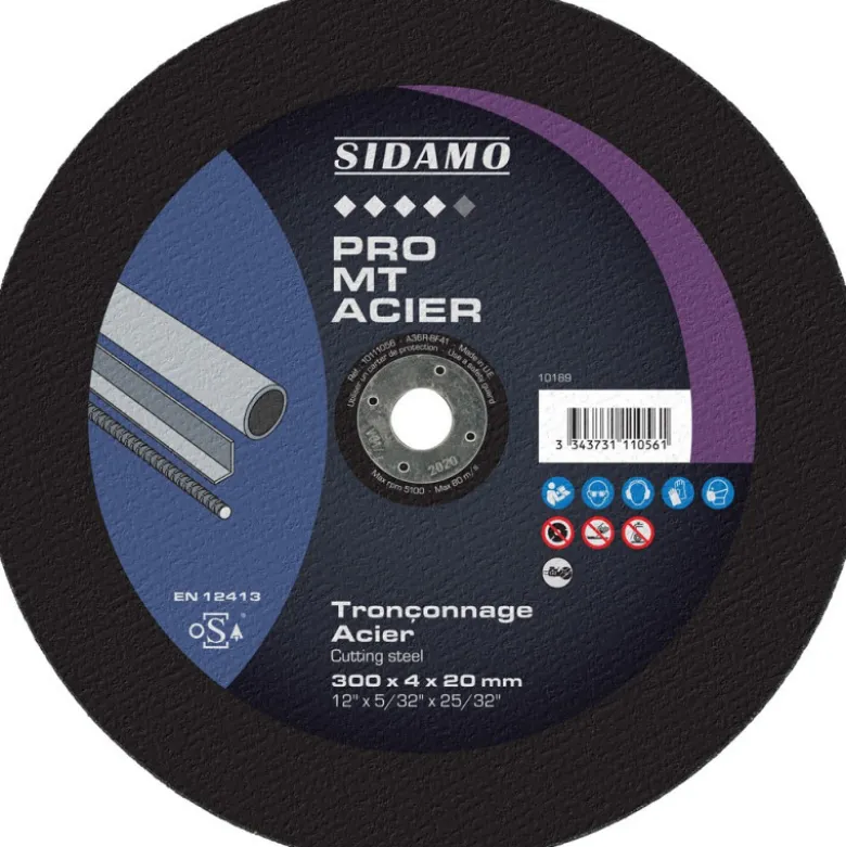 LOT DE 10 DISQUES PRO MT ACIER ALÉS.25.4MM 300MM - SIDAMO