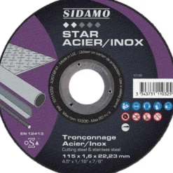 LOT DE 25 DISQUES STAR ACIER INOX 115MM ALES.22.23MM - SIDAMO