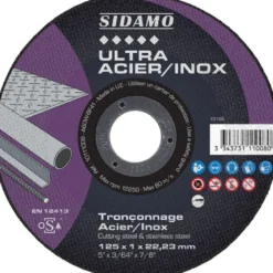 LOT DE 5 DISQUES ULTRA ACIER INOX 125MM ALÉS.22.23MM - SIDAMO