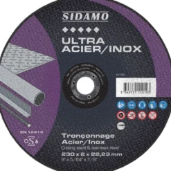 LOT DE 25 DISQUES ULTRA ACIER INOX 230MM ALÉS.22.23MM - SIDAMO