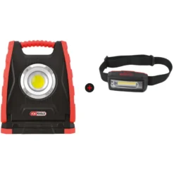 Lot d'un projecteur mobile à LED 30W et d'une lampe frontale KS TOOLS 150.4352-A1