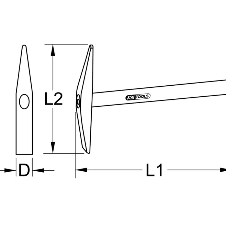 Marteau à piquer les soudures, panne verticale - manche bois KS TOOLS 140.2177