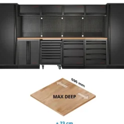 Mobilier d'Atelier 6 Éléments avec Servante Max Deep MOBILIO EX BLK Kraftwerk - 3964K-BLK-017-EX