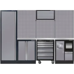 Mobilier D'Atelier 4 Éléments - Gris Plan De Travail Inox King Tony - 87D11AKGTS