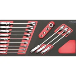 Module de clés mixtes à cliquet à tête inclinable à verrouillage GEARplus avec adaptateurs, 16 pcs KS TOOLS 713.2028