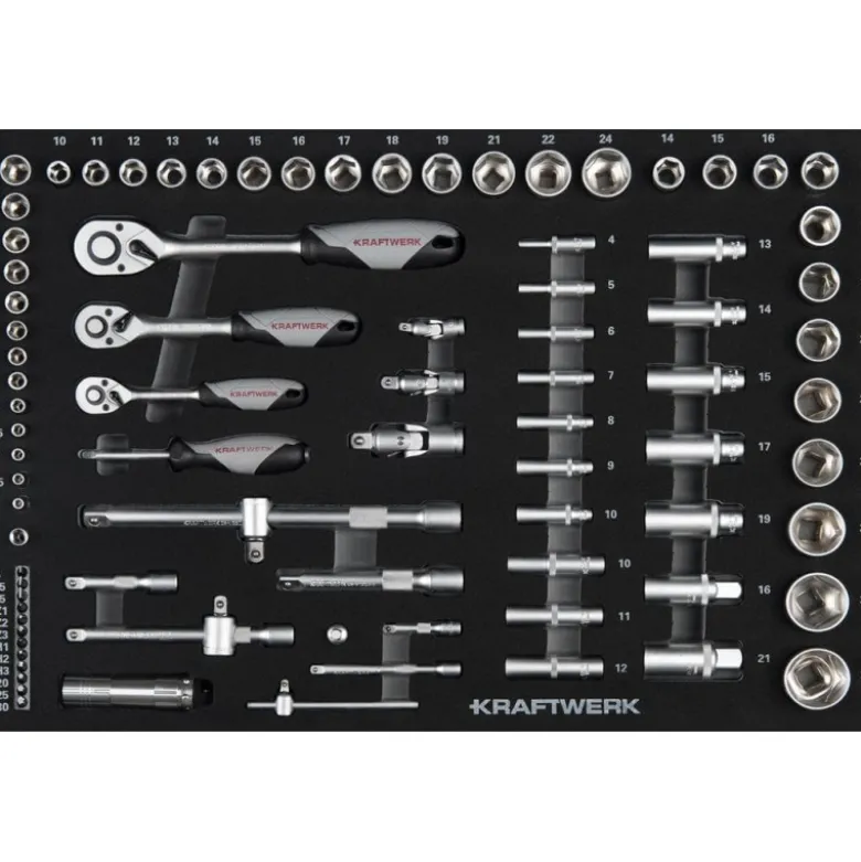 Module de douilles 1/4" + 3/8" + 1/2" BASIC LINE, 86 pièces - KRAFTWERK 105.102.011