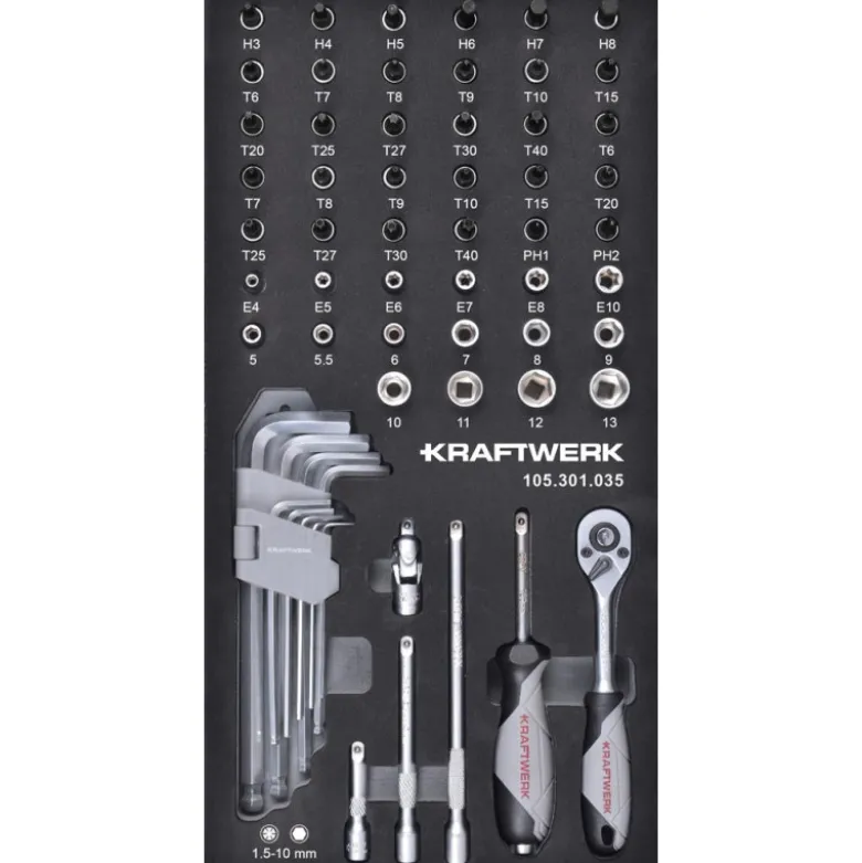 Module de douilles 1/4" BASIC LINE, 61 pièces, 40x20 - KRAFTWERK 105.301.035