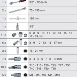 Module de douilles et accessoires ULTIMATE 3/8'', 46 pièces KS TOOLS 713.1022