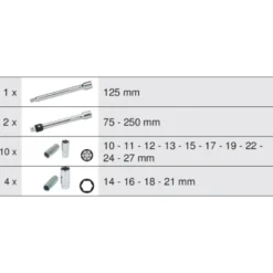 Module de douilles longues et accessoires 1/2", 17 pièces KS TOOLS 713.1026