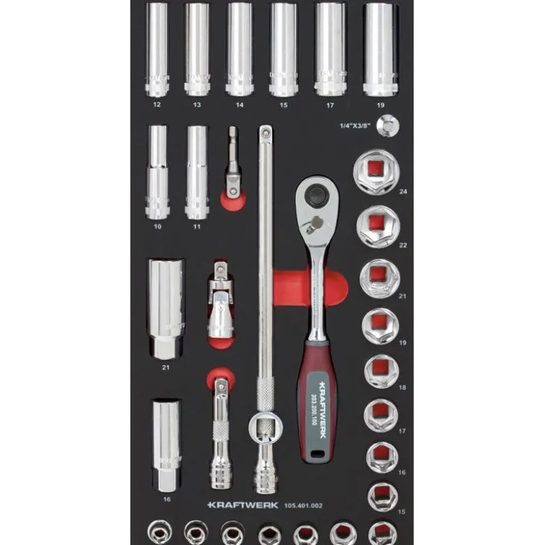 Module de douilles 3/8" PRO LINE, 32 pièces, 40x20 - KRAFTWERK 105.401.002