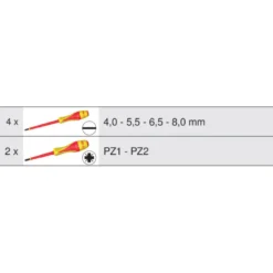Module de tournevis isolés 1000V ULTIMATE Fente - POZIDRIV, 6 pièces KS TOOLS 713.6016