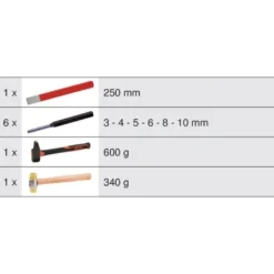 Module d'outils de frappe manche fibre, 9 pièces KS TOOLS 713.1102