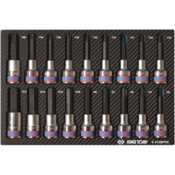 Module Mousse + Pp 18 Pièces Douilles 1/2" Torx--6 Pans Mâles King Tony - 94138PRE