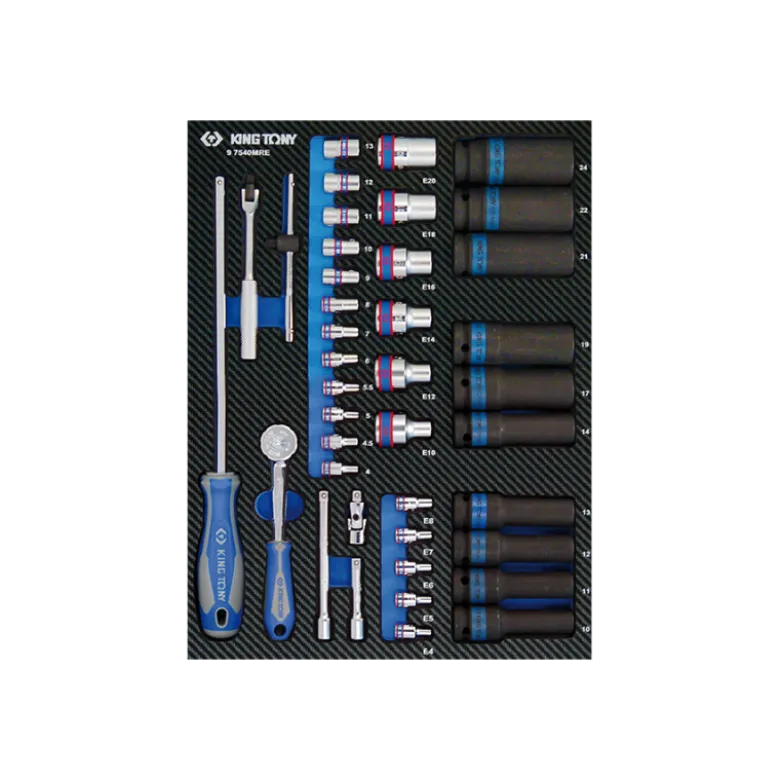 Module Mousse + Pp 40 Pièces Douilles 1/4 & 1/2" Et Accessoires King Tony - 97540MRE