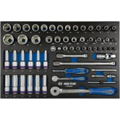 Module Mousse + Pp 60 Pièces Douilles 1/4 & 1/2" Et Accessoires King Tony - 975560MRE