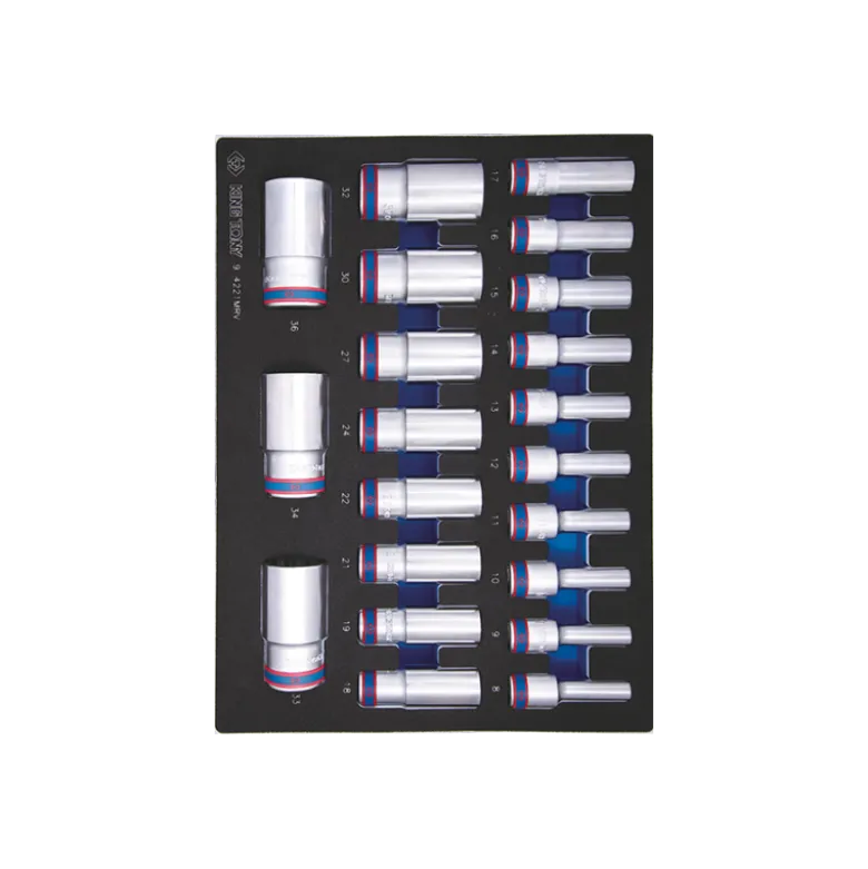 Module Mousse + Pp 21 Pièces Douilles Longues 1/2" 12Pans King Tony - 94221MRV