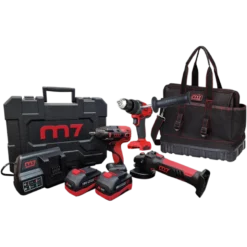 Pack Électroportatif Clé à Chocs 1/2", Perceuse Visseuse et Meuleuse d’angle M7 - M7PACKV7