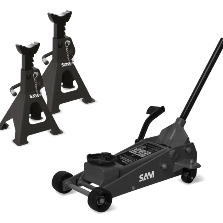 Pack Levage : Cric 3 Tonnes + Chandelles 3 Tonnes SAM Outillage - PACK-LEV1