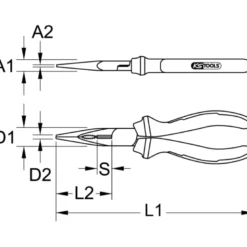 Pince à Bec demi-rond droit Isolé 1000v KS TOOLS