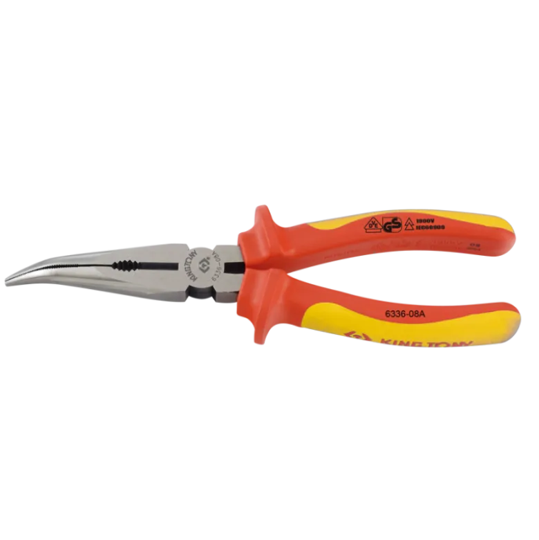 Pince À Becs Demi-Ronds Coudés 200Mm Isolée Vde En60900 King Tony - 633608A