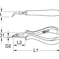 Pince Electronique à Bec demi-rond coudé 45° KS TOOLS 500.7022